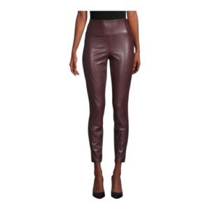 Laundry By Shelli Segal Burgundy Cropped Faux High Waisted Leggings